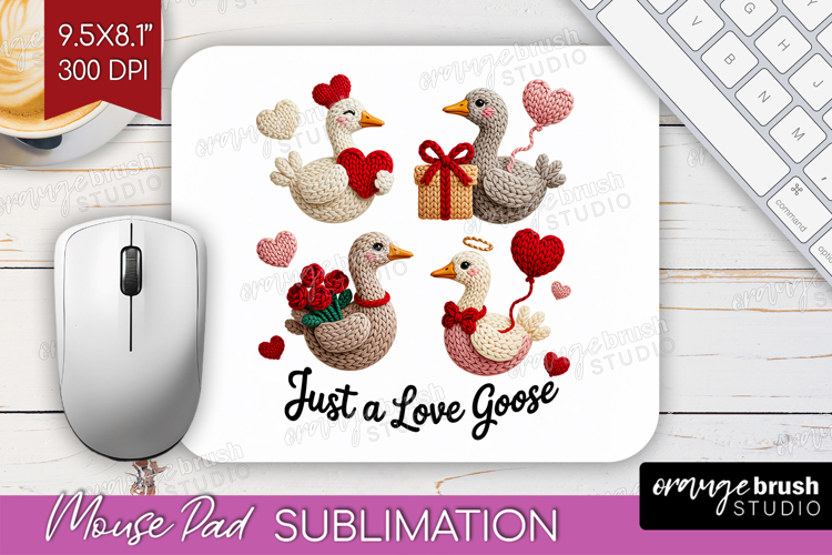 Knitted Valentines Day Mouse Pad Sublimation - Faux Yarn PNG