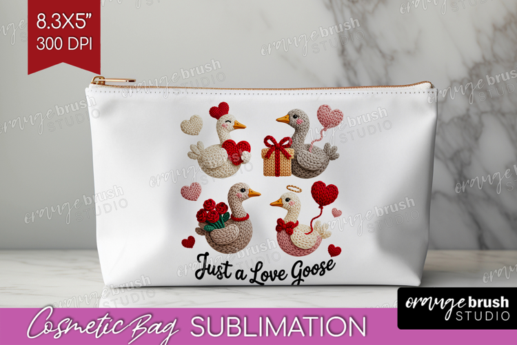 Knitted Valentines Day Cosmetic Bag - Faux Yarn Makeup Bag