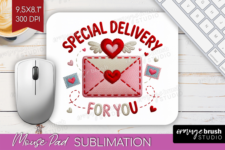 Knitted Valentines Day Mouse Pad Sublimation - Faux Yarn PNG