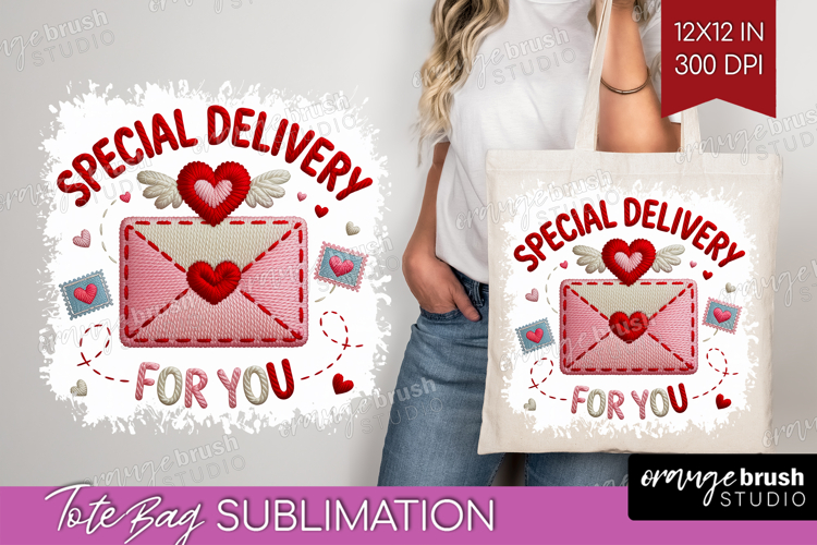 Knitted Valentines Day Tote Bag - Faux Yarn Tote Bag PNG