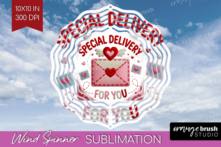 Knitted Valentines Day Wind Spinner Sublimation PNG - Faux