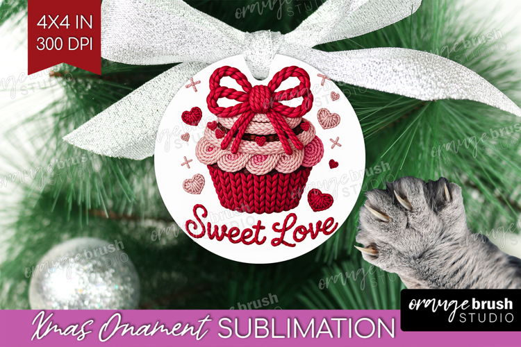 Knitted Valentines Day Ornament PNG - Faux Yarn PNG