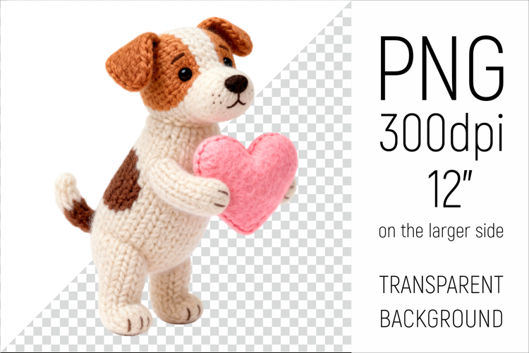 Knitted Valentine Jack Russell with Heart | Amigurumi Dog