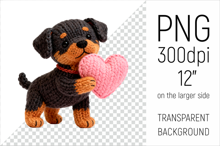 Knitted Valentine Rottweiler with Heart