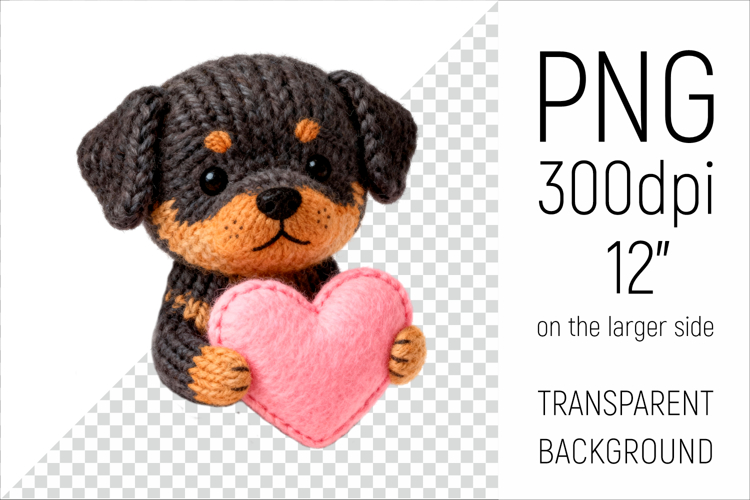 Knitted Valentine Rottweiler with Heart