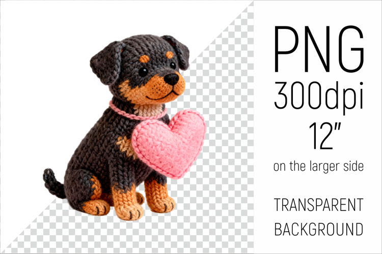 Knitted Valentine Rottweiler with Heart
