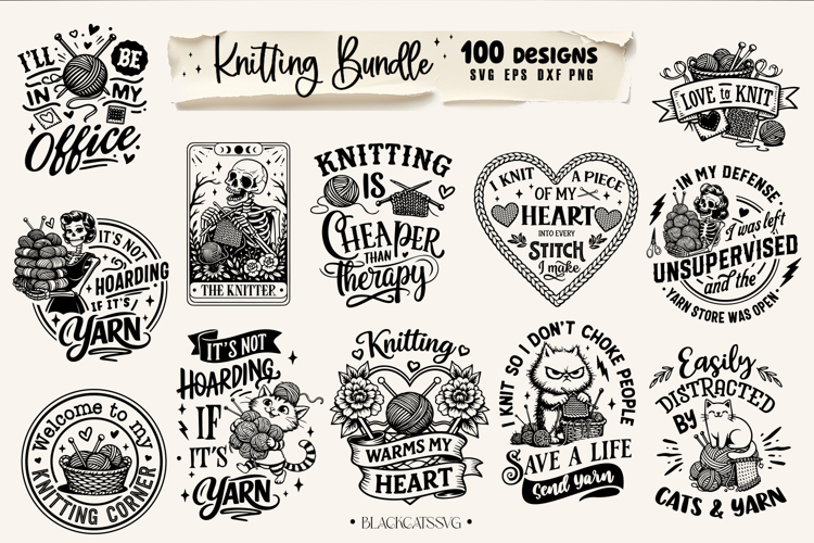 Funny Knitting SVG Bundle, Knitting Bundle 100 designs, Knit