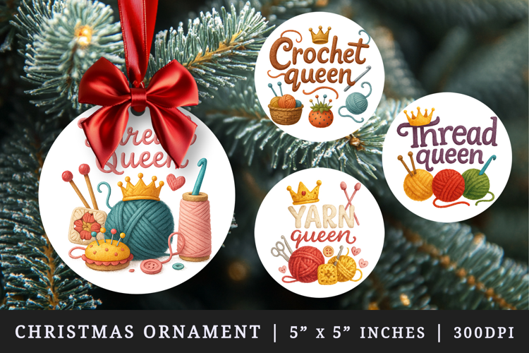 Knitting & Crochet round ornaments sublimation design