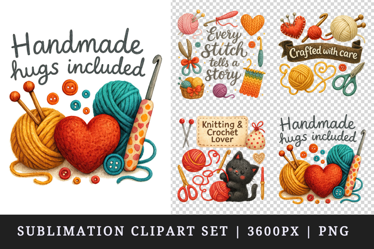 Knitting & Crochet clipart printable sublimation design png