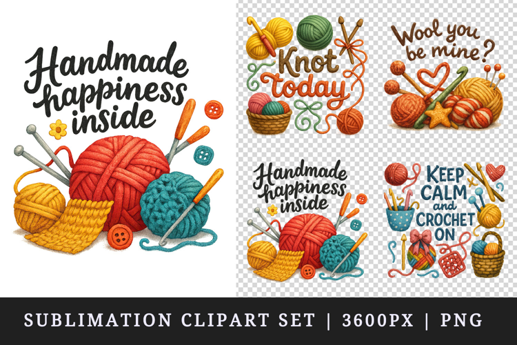 Knitting & Crochet clipart printable sublimation design png