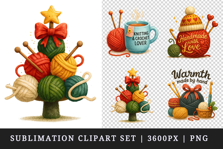 Knitting & Crochet clipart printable sublimation design png