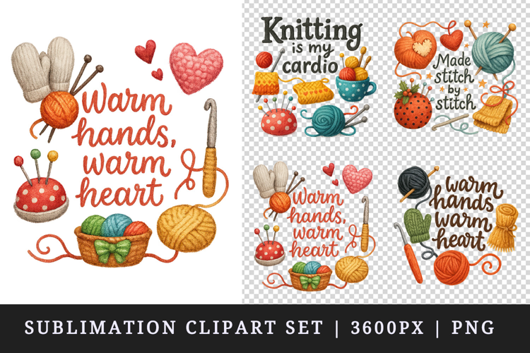 Knitting & Crochet clipart printable sublimation design png