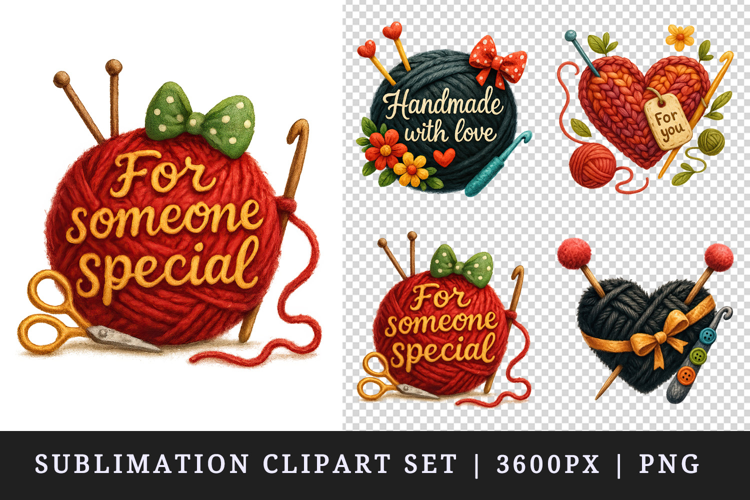 Knitting & Crochet clipart printable sublimation design png