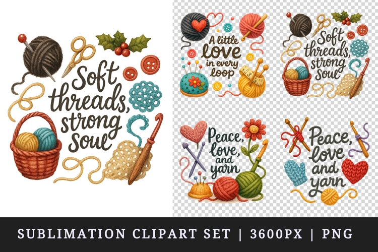 Knitting & Crochet clipart printable sublimation design png