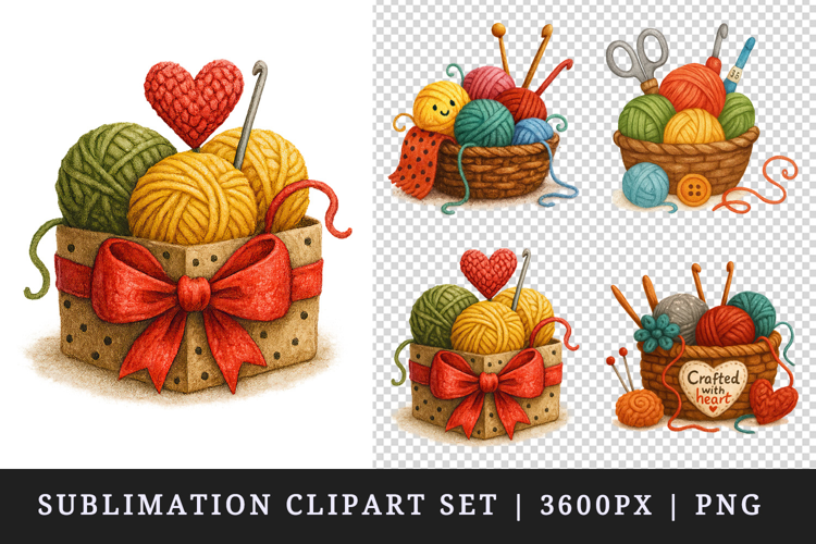 Knitting & Crochet clipart printable sublimation design png