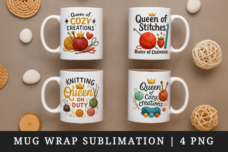 Knitting & Crochet mug wrap printable sublimation design