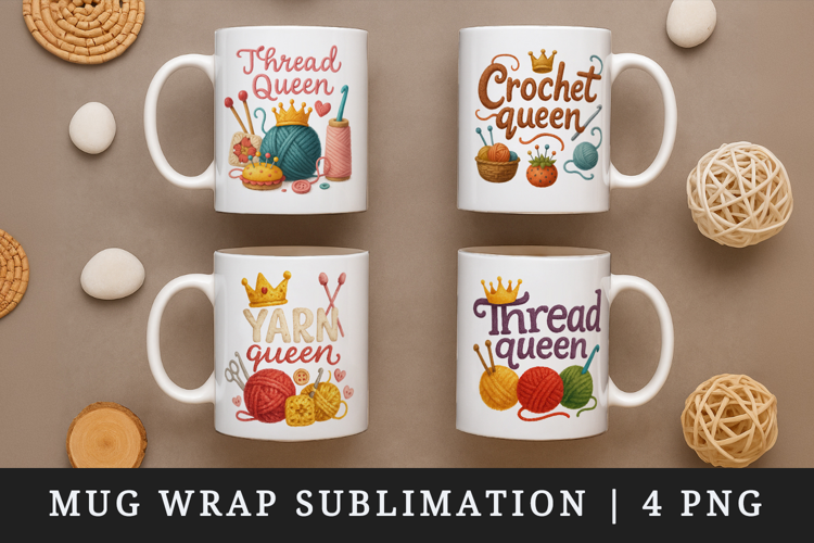Knitting & Crochet mug wrap printable sublimation design