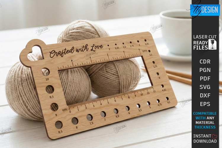 Knitting Needle Gauge & Ruler Laser Cut | Sewing & Craft SVG