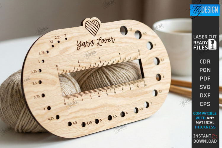 Knitting Needle Gauge & Ruler Laser Cut | Sewing & Craft SVG