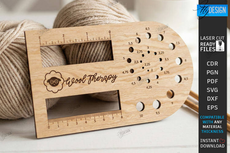 Knitting Needle Gauge & Ruler Laser Cut | Sewing & Craft SVG