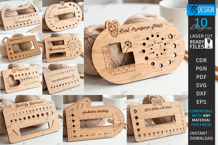 Knitting Needle Gauge & Rulers laser Bundle | Sewing & Craft