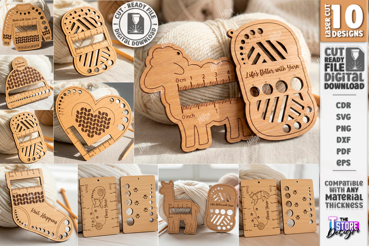 Knitting Needle Gauge Laser Cut Set | Knitting Accessories