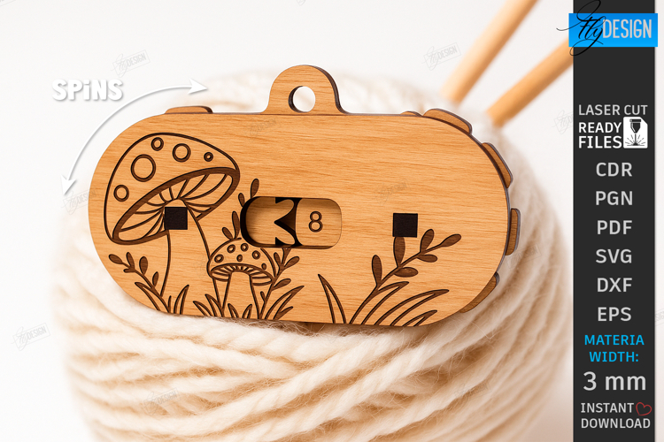 Knitting Row Counter Laser Cut|Floral SVG|Knitting Accessory