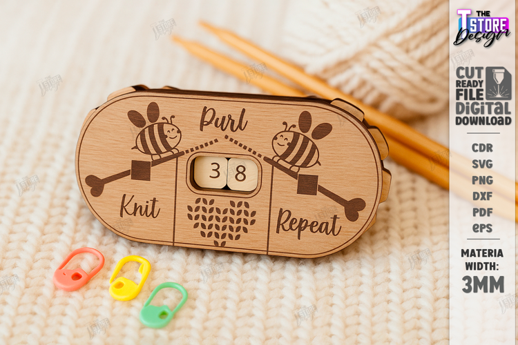 Knitting Row Counter Laser Cut|Knitting Accessory|Hobby SVG
