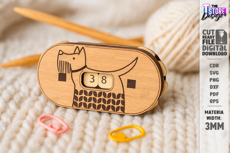 Knitting Row Counter Laser Cut|Knitting Accessory|Hobby SVG