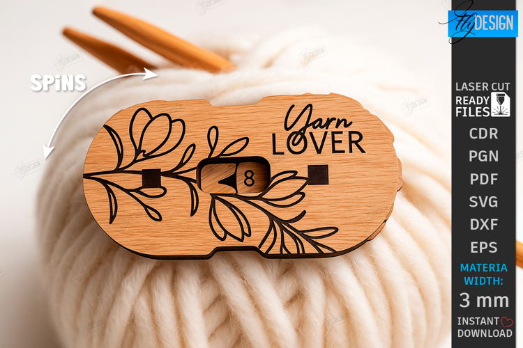 Knitting Row Counter Laser Cut|Floral SVG|Knitting Accessory