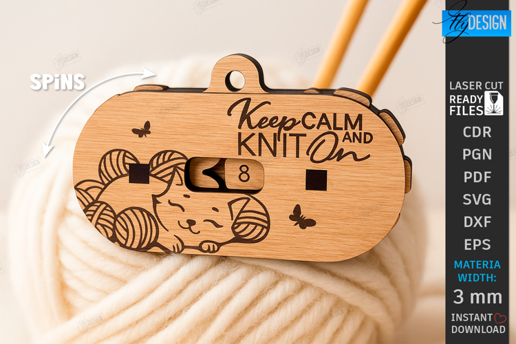 Knitting Row Counter Laser Cut|Floral SVG|Knitting Accessory