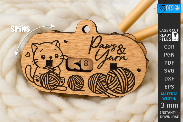 Knitting Row Counter Laser Cut|Floral SVG|Knitting Accessory