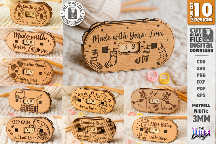 Knitting Row Counters Laser Cut Bundle|Knitting Accessories