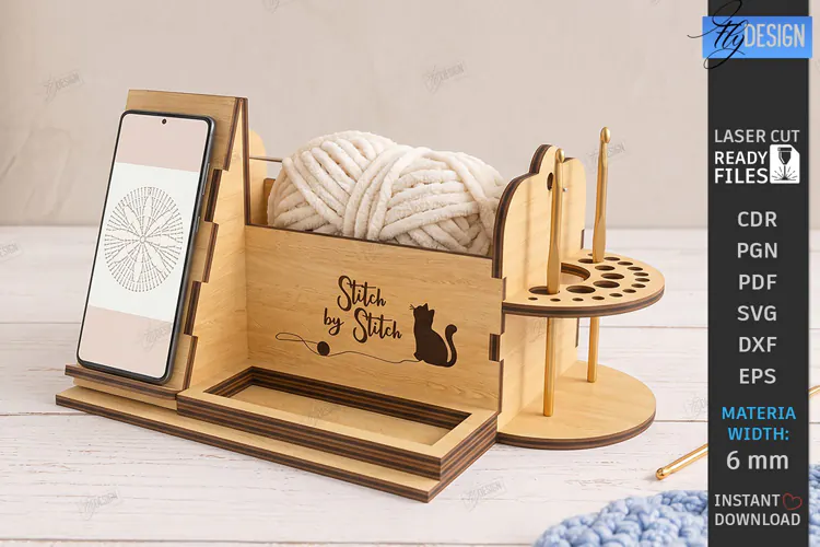 3D Knitting Stand Laser Cut | Yarn Holder Craft Organizer