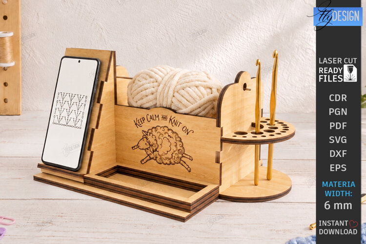 3D Knitting Stand Laser Cut | Yarn Holder Craft Organizer example image 1