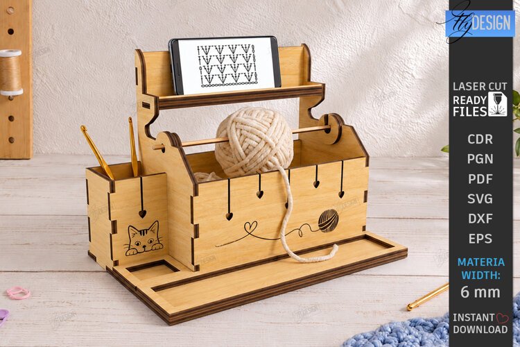 3D Knitting Stand Laser Cut | Yarn Holder Craft Organizer example image 1