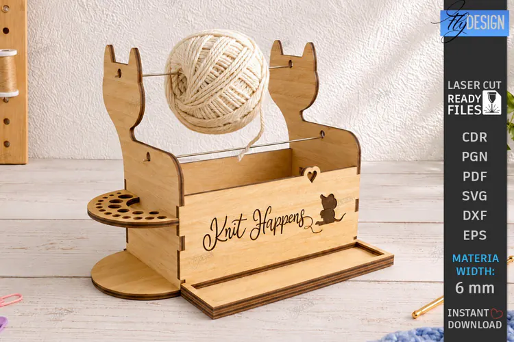 3D Knitting Stand Laser Cut | Yarn Holder Craft Organizer