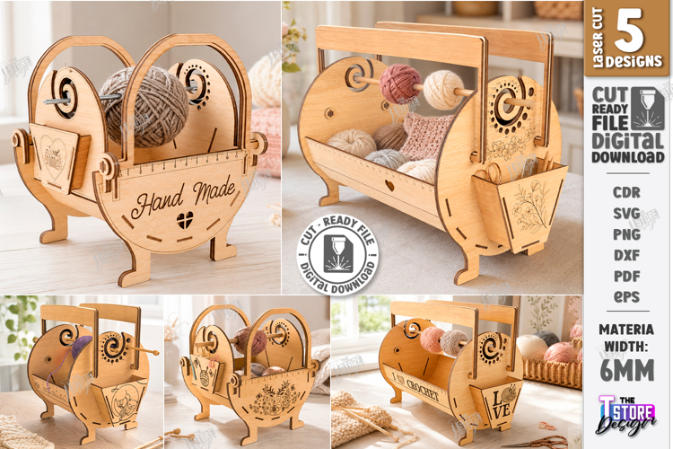 Knitting Yarn Basket Laser Cut Bundle | Storage Organizer