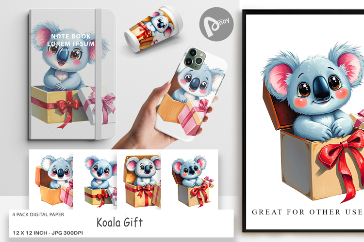 Digital Paper Koala Gift
