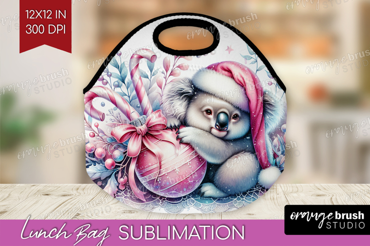 Koala Pastel Christmas Lunch Bag Coquette Xmas Lunch Bug PNG
