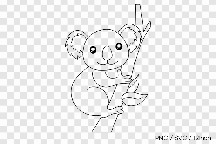 Cute Australian koala mammal climbing tree PNG animal illust