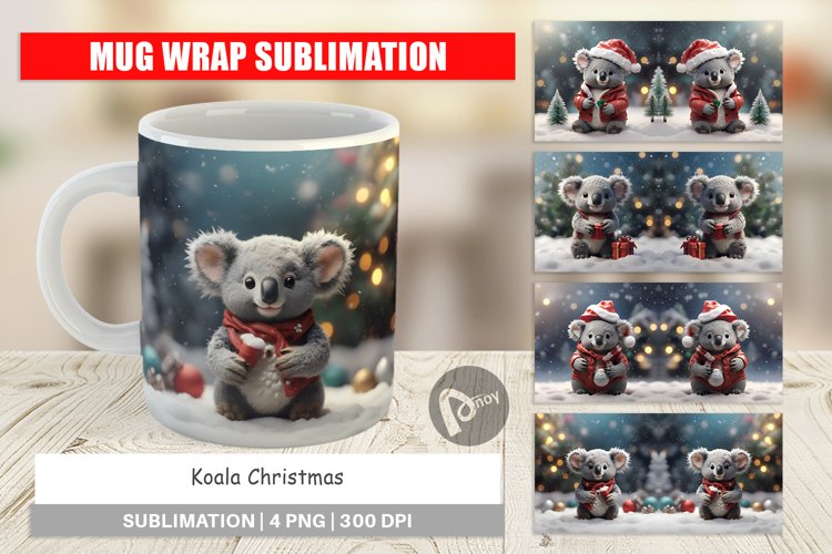 Mug sublimation design Koala Christmas
