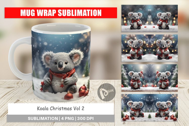 Mug sublimation design Koala Christmas