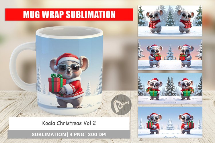 Mug Wrap Design Koala Christmas