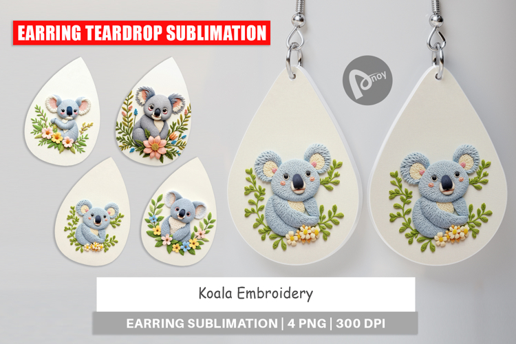 Earring Koala Embroidery