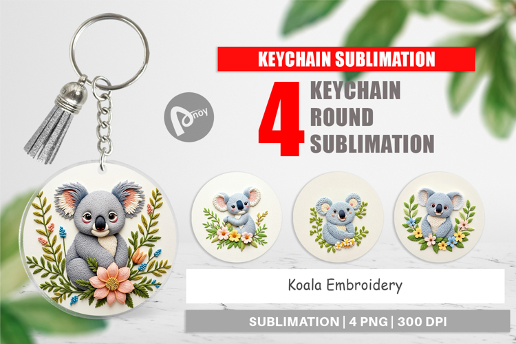 Keychain Koala Embroidery