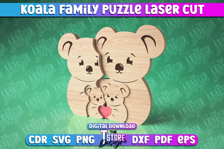Koala Family Puzzle Laser Cut | Puzzle Laser Cut Design |CNC