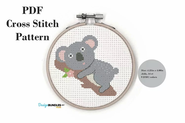 Koala On A Branch Cross Stitch Pattern PDF File | Animal Cross Stitch Patterns