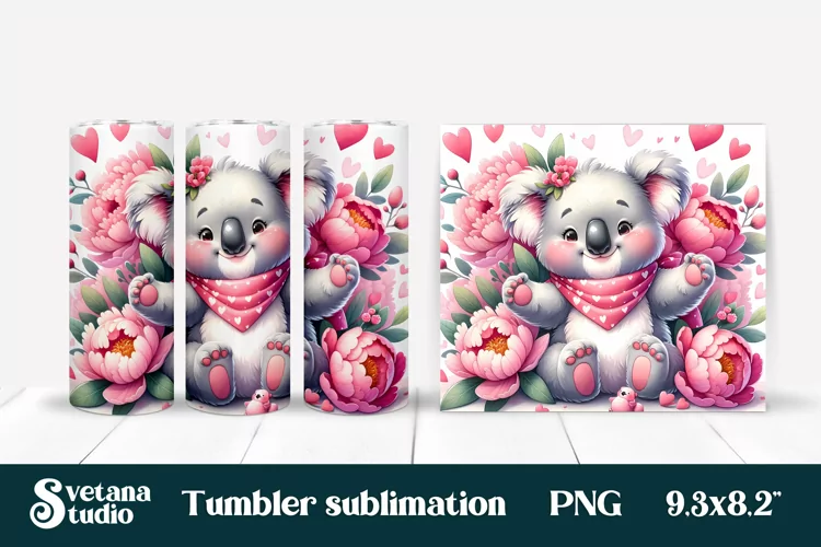 Koala flower tumbler sublimation | Animal tumbler