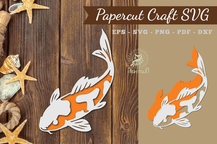 Koi Fish Paper Cut SVG